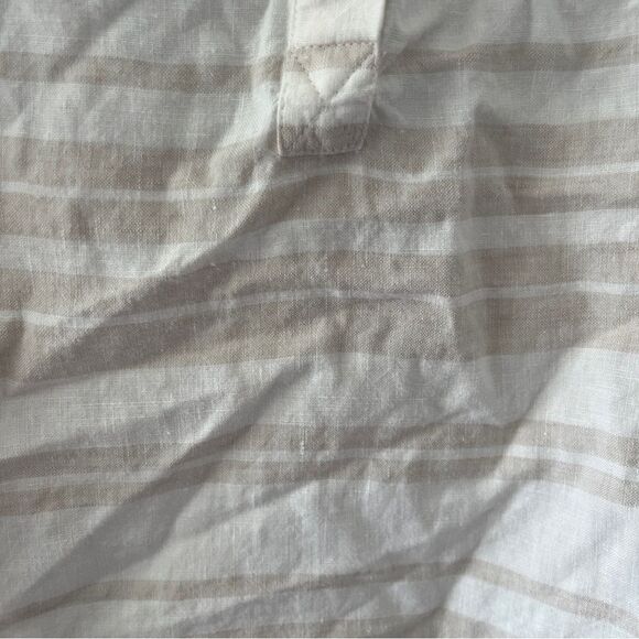 Sleeveless Linen Popover Blouse Tan Cream Stripes Neutral Ellen Tracy Size Large - Picture 3 of 7